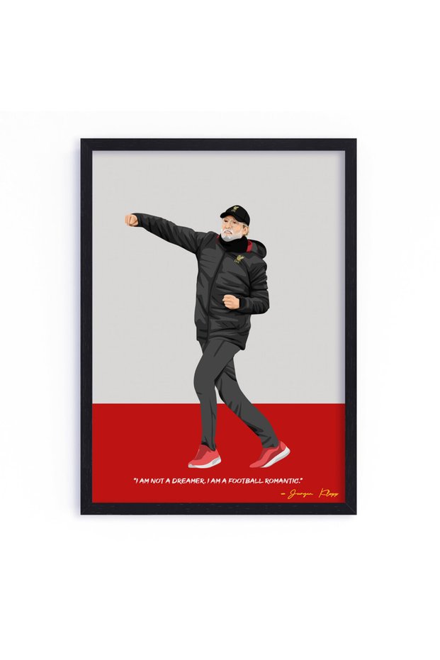Jurgen Klopp Liverpool Football Gift Illustration Art Poster with Frame 30x40cm