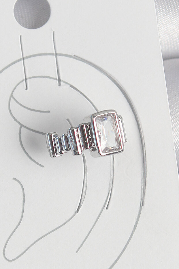Brass Silver Color Square Zircon Stone Women's Cartilage Model Earrings 5886 - Llll L8625-1262