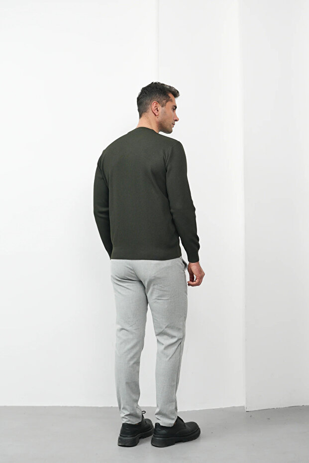 Wick Patterned Crew Neck Sweater - 4