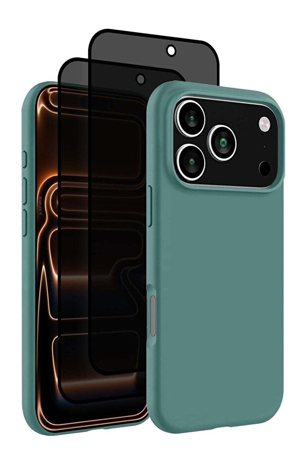 3 Packs Silicone Protective Phone Case for iPhone 17 Pro Max - Soft Anti-Scratch Microfiber Lining Ultra Slim Drop Protection Phone Cover with Two Privacy Screen Protectors - Cactus Green-5
