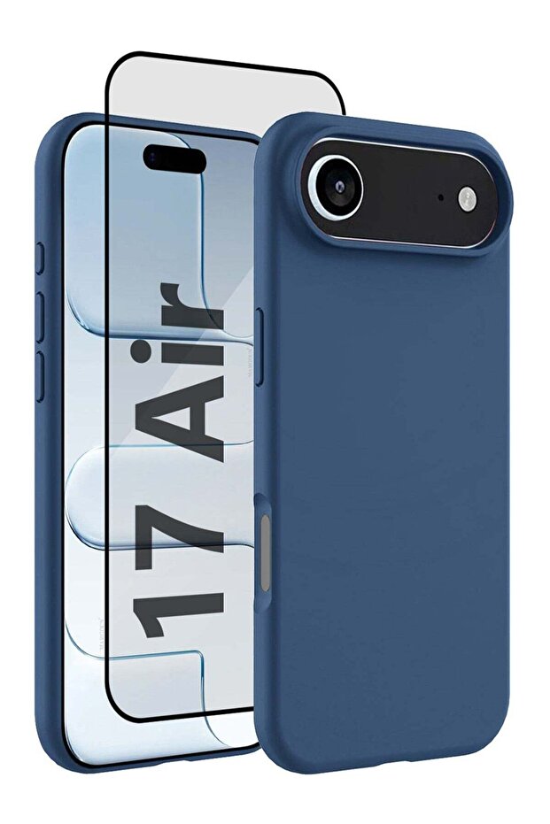 2Packs Liquid Silicone Protective Phone Case for iPhone 17 Air, Microfiber Lining - Blue-2