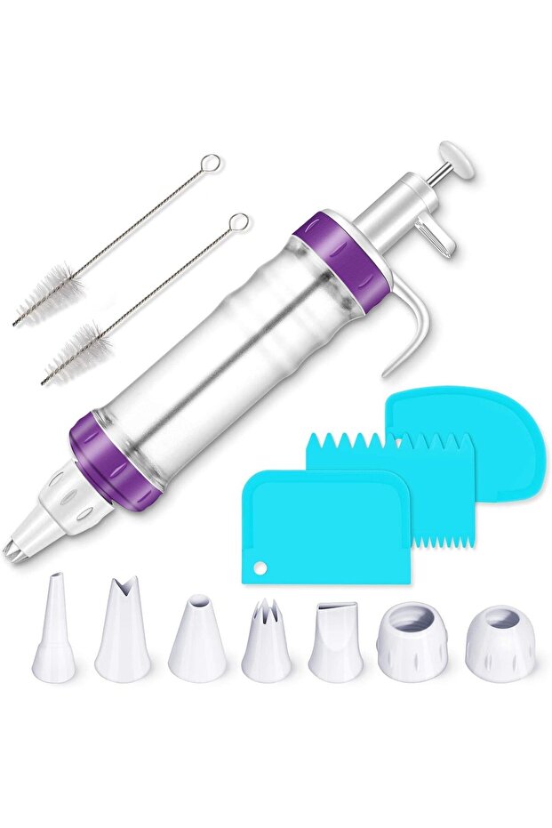 Silk Route Dessert Decorating Syringe Set, Cupcake Frosting Filling Injector with 7 Icing Nozzles and 3 Cream Scrapers