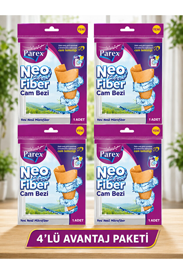 Neo Fiber Glass Cloth 4-Piece Advantage Pack Microfiber Glass Cleaning Cloth Non-Marking Powerful Cleaning