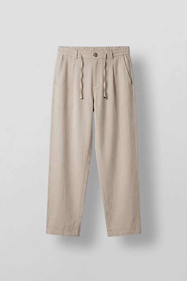 Men's Relaxed Fit Lace-Up Comfortable Fit Pants Stone Color