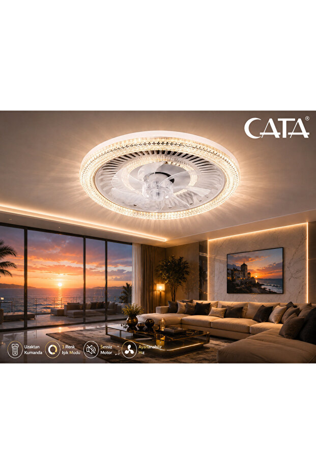 KRİSTAL LED TAVAN VANTİLATÖR