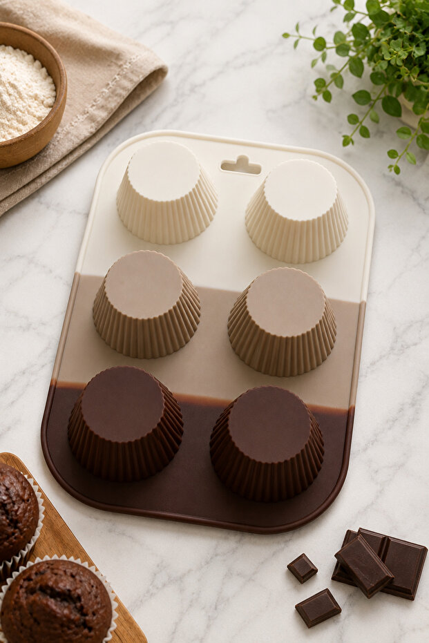 6-Piece Silicone Muffin Mold – Non-Stick Cupcake, Cake, and Dessert Mold