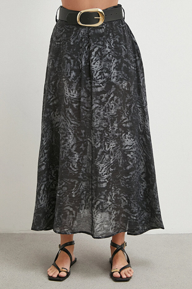 Marbling Pattern Skirt Anthracite - 5