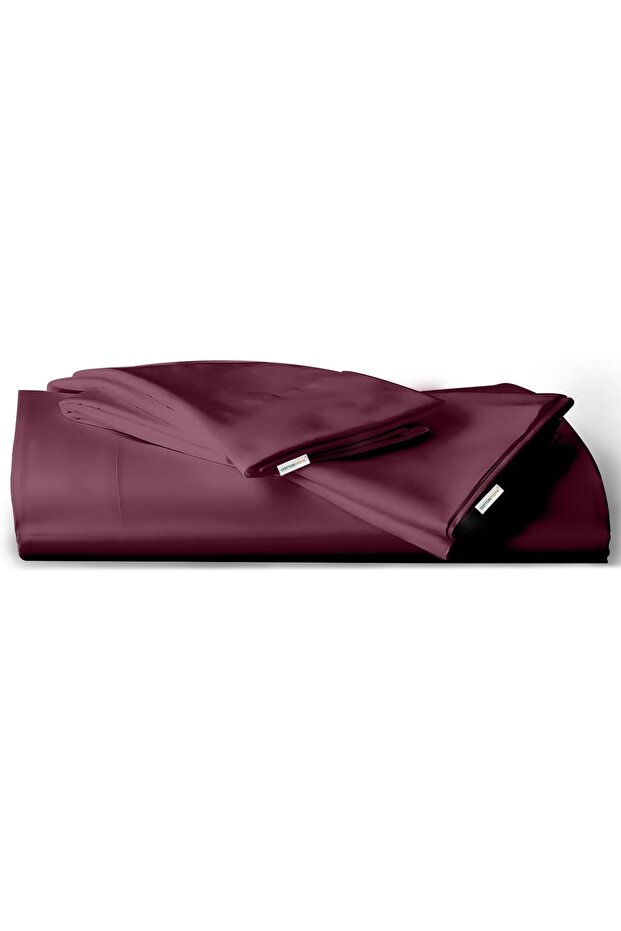 3PC Flat Sheet With 2 Pillowcase - 200x220cm Burgundy Supersoft Wrinkle Free Bed Sheet