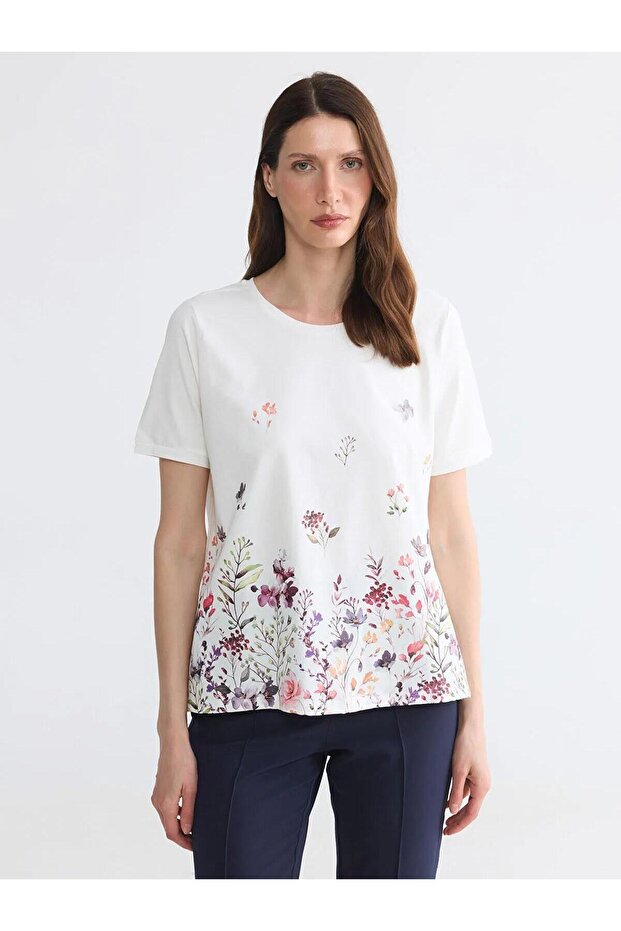 Crew Neck Floral Blouse (S6)