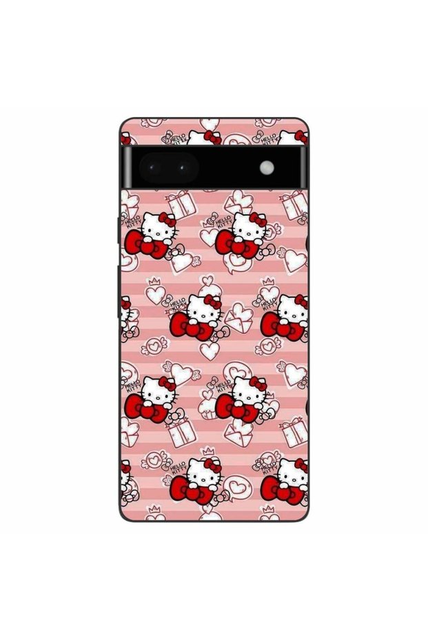 Case compatible with Google Pixel 6A Silicone Gel Tpu Hello Kitty Pink Pattern