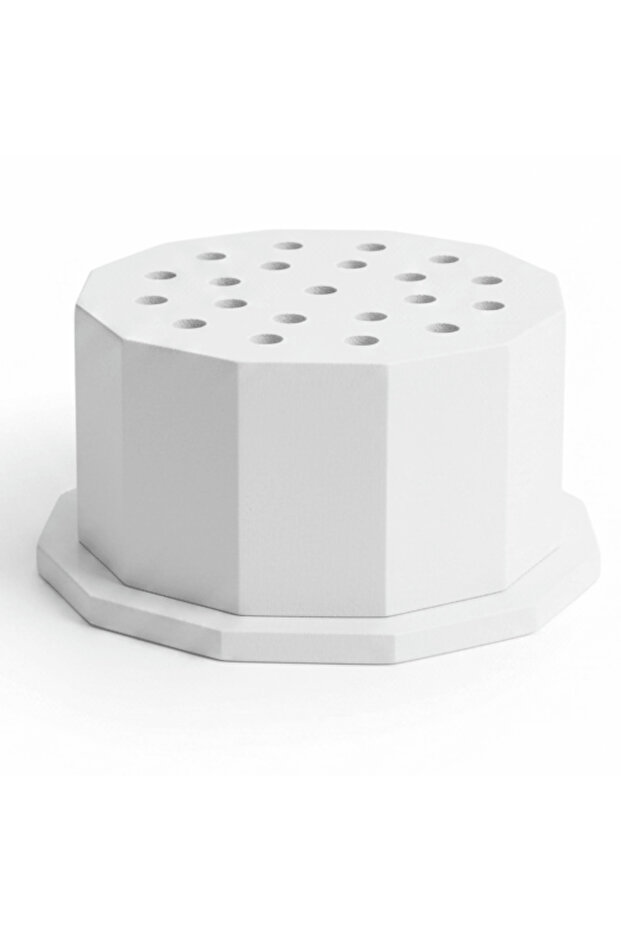 White Octagonal Wooden Incense Burner | 6×10 cm