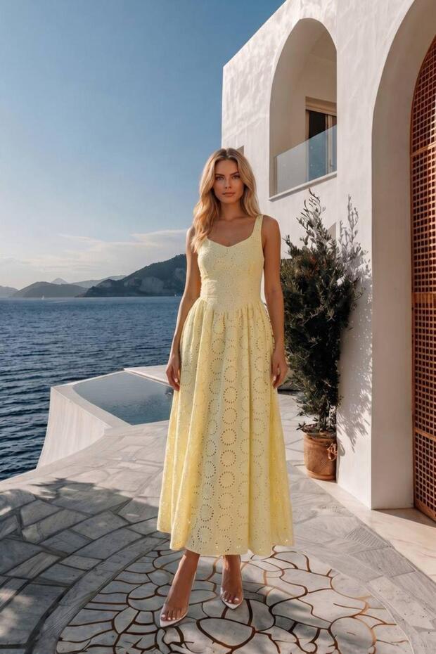 Fisto Strap Long Dress Yellow