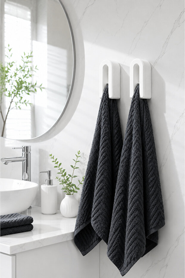 Adhesive Modern Towel Rack Set of 2 | Wall Towel Holder Without Drilling | Bathroom Kitchen Organizer Hanger Rack