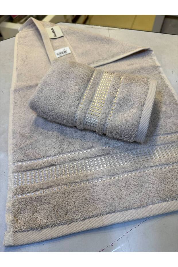 2 Pieces of Cotton Water Absorbent High Quality Kitchen Towel Colorist Beige 30X50 cm