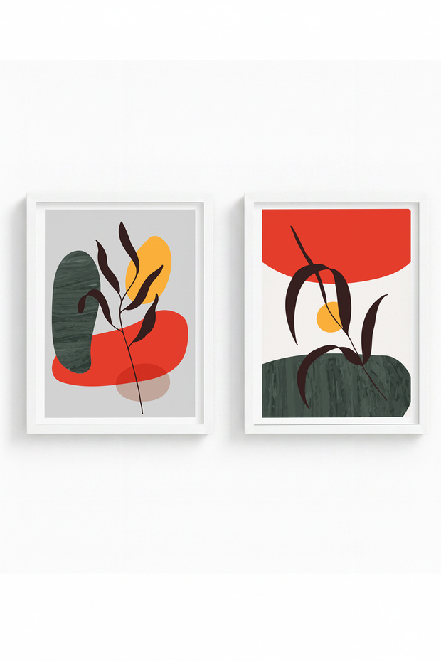 White Wooden Framed 2 Piece Set Painting Huhu45