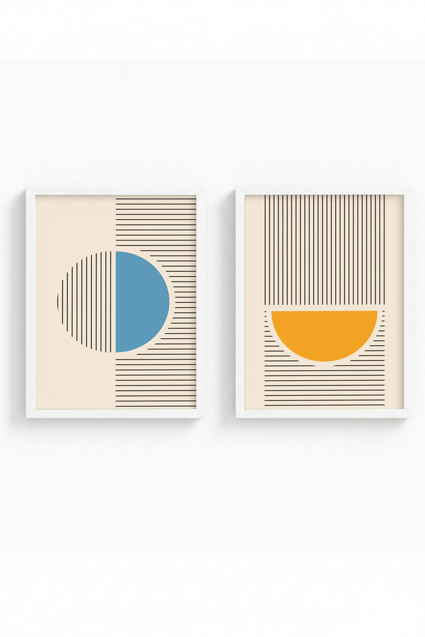 White Wooden Framed 2 Piece Set Painting Huhu104
