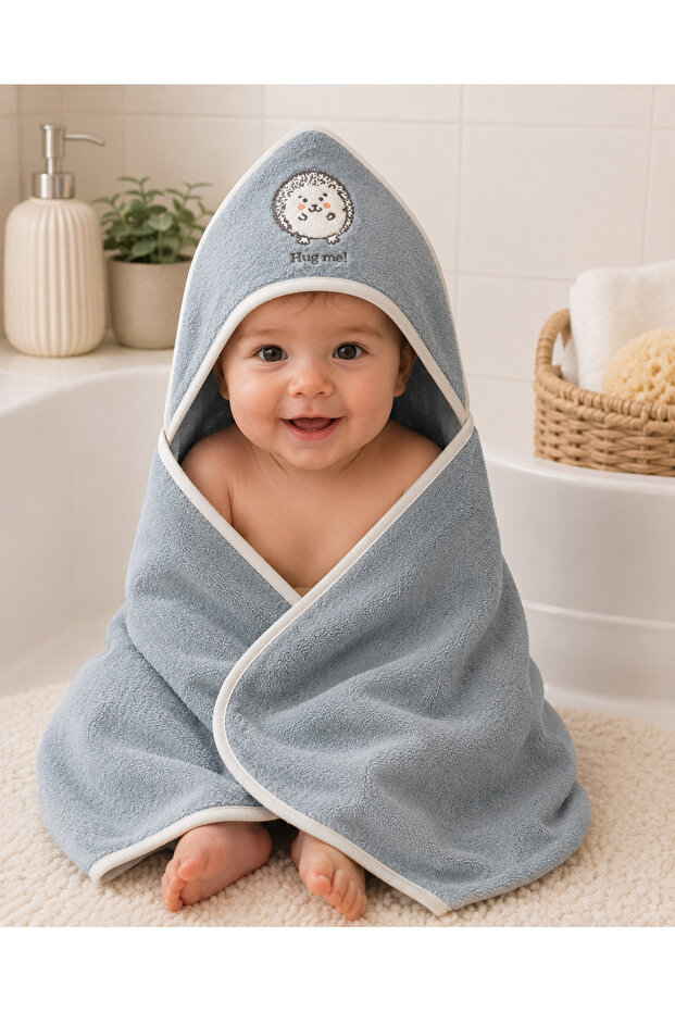 80X80 Organic Cotton Hedgehog Patterned Baby Kids Bath Towel Swaddle