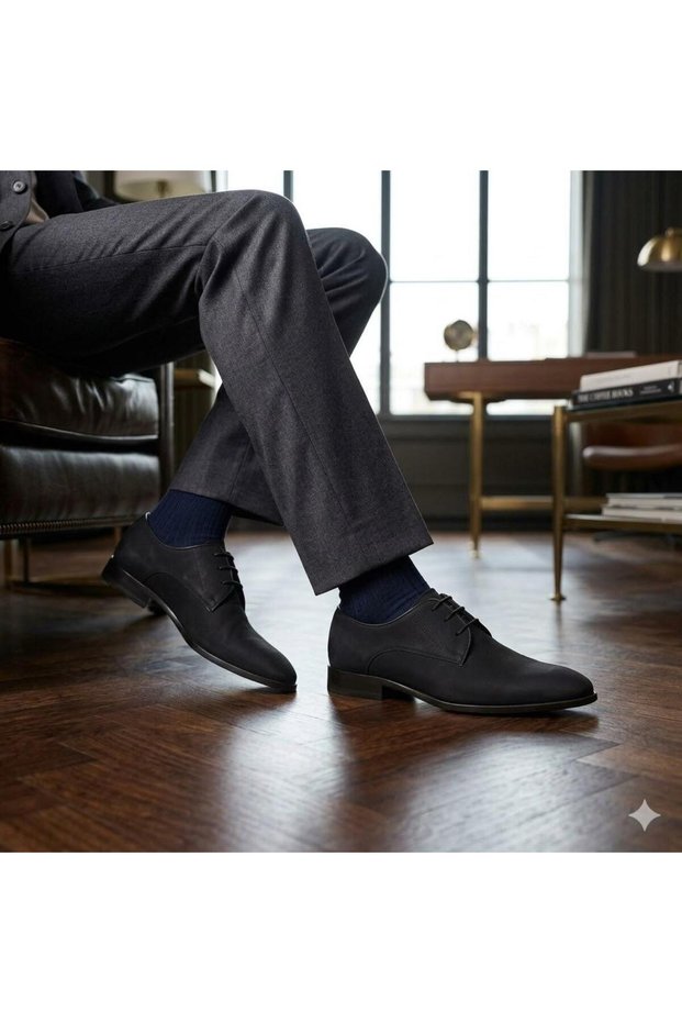Leather Nubuck Black N1566 Men's Classic Suit Special Occasion Shoes