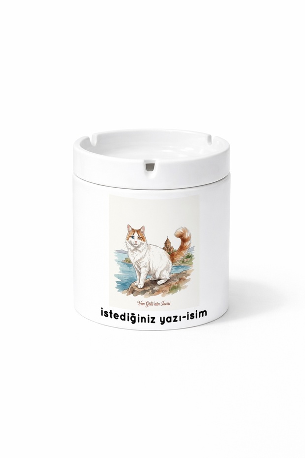 Animal Van Cat Turkish Van Cat Double Sided Printed Ash Tray Ashtray Gift