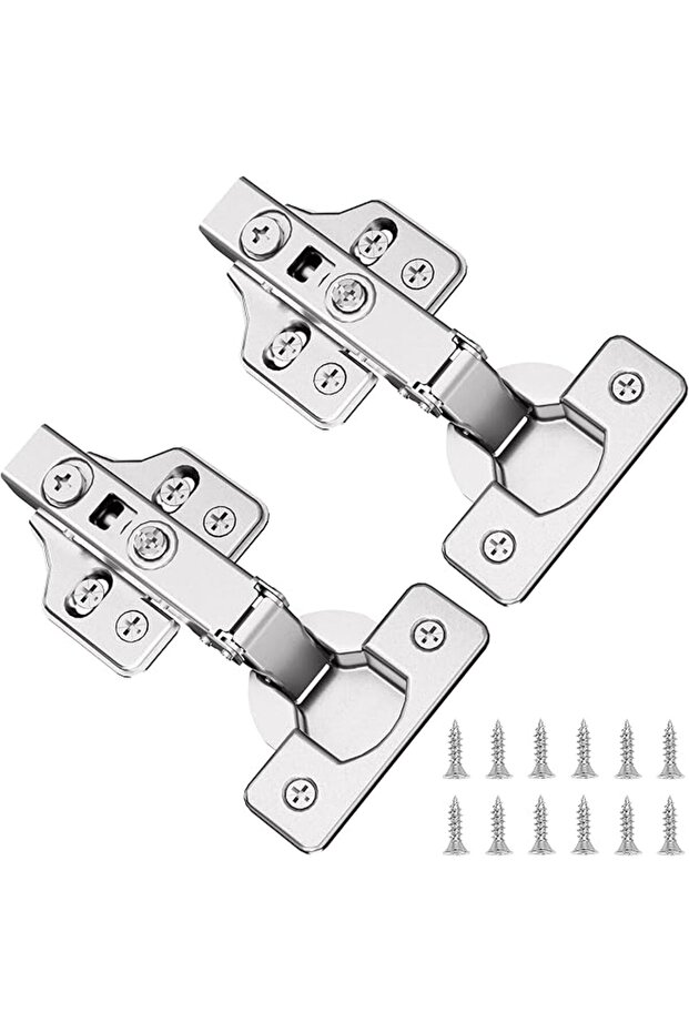 2pcs 110 Degree Frameless Cabinet Door Concealed Hinges,Full Overlay,Nickel Plated
