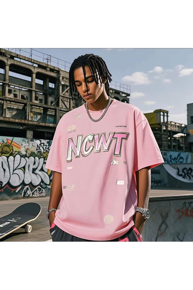 New Season Ncwt Printed 100% Cotton Plus Size Street Fashion Men's T-Shirt