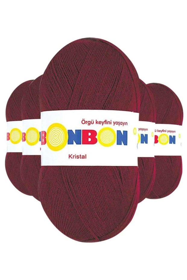 Glb-Stl41414 5 Pieces Crystal Hand Knitted Yarn Cord Burgundy 98220 - Bonbon Mudanis
