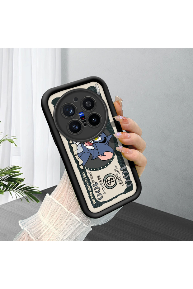 Vivo X200 Pro Compatible High-Quality Cartoon Printed Shockproof Black Silicone Case