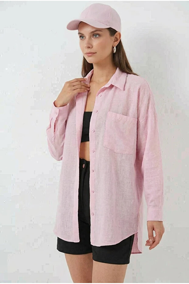 Women's Single Pocket Oversize Viscose A.Powder Shirt
