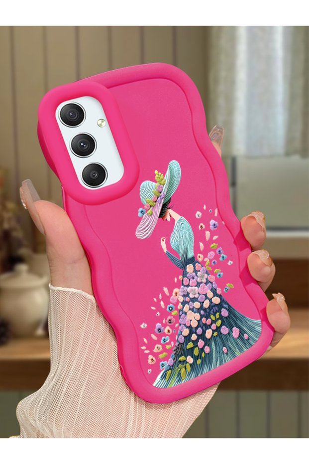 Samsung Galaxy A34 5g Compatible Case Camera Protector Red Silicone Couple Phone Case Girl Pattern
