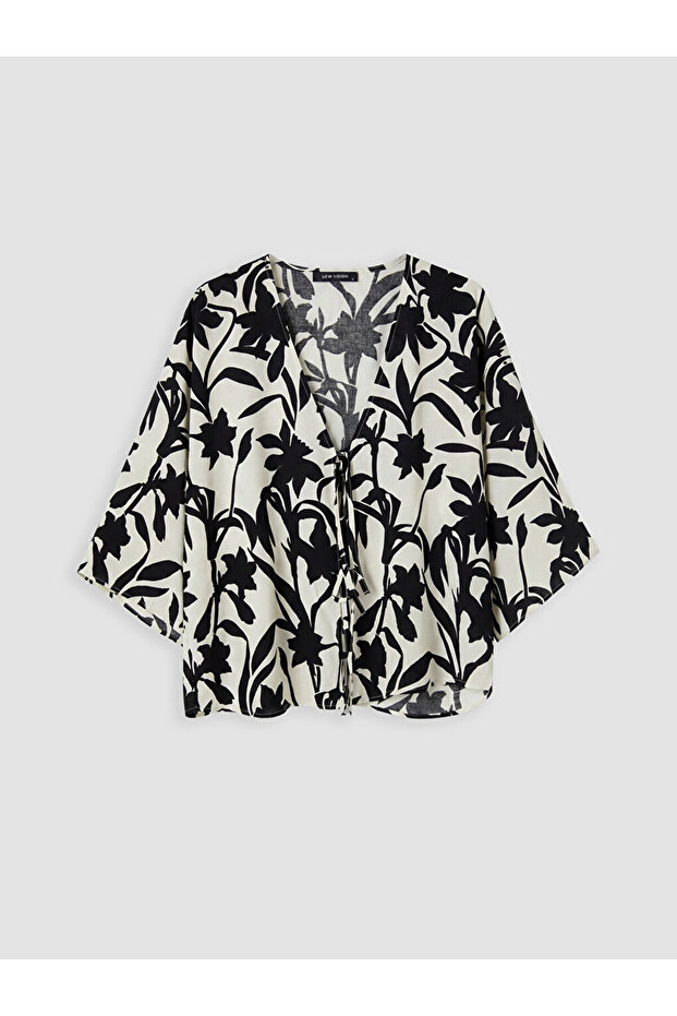 Black Floral Oversized Women's Kimono
