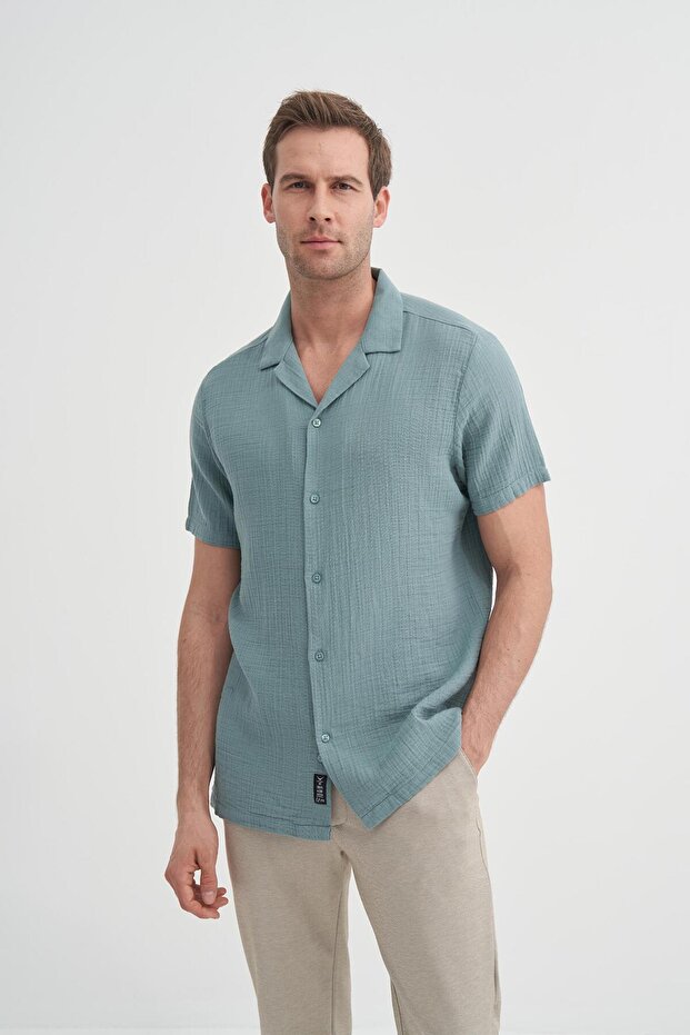 20390 Men's Short Sleeve Muslin Shirt
