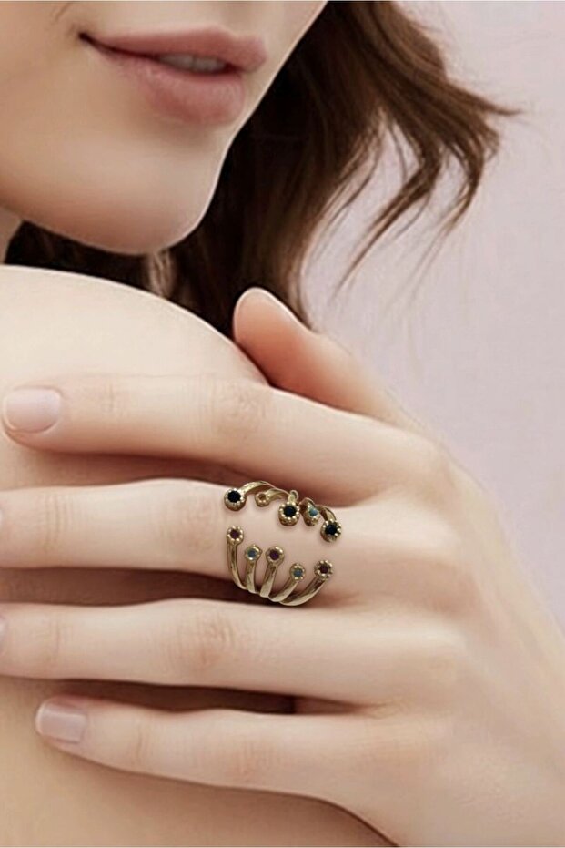 Luxury Adjustable Ring with Stone Pattern