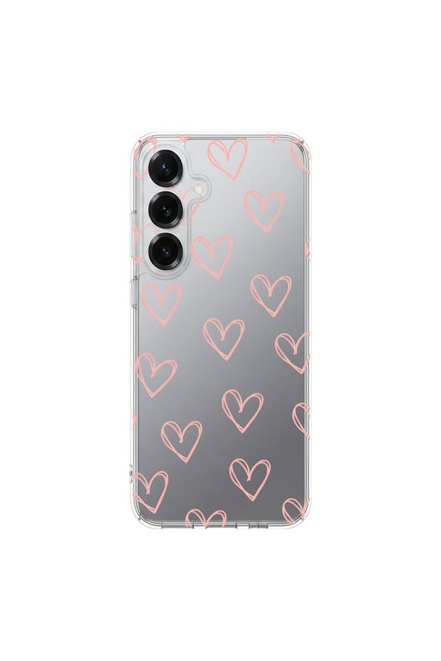 Samsung Galaxy S25 Plus Compatible Heart 6 Design Transparent Case
