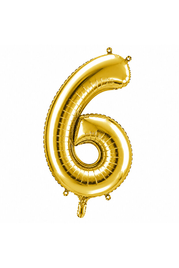 6 Number Foil Balloons Gold Color (100 cm)