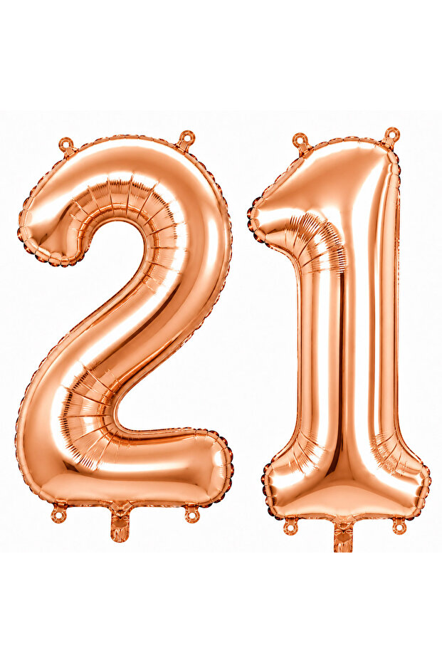 21 Foil Balloons in Rose Gold Color (76 cm)