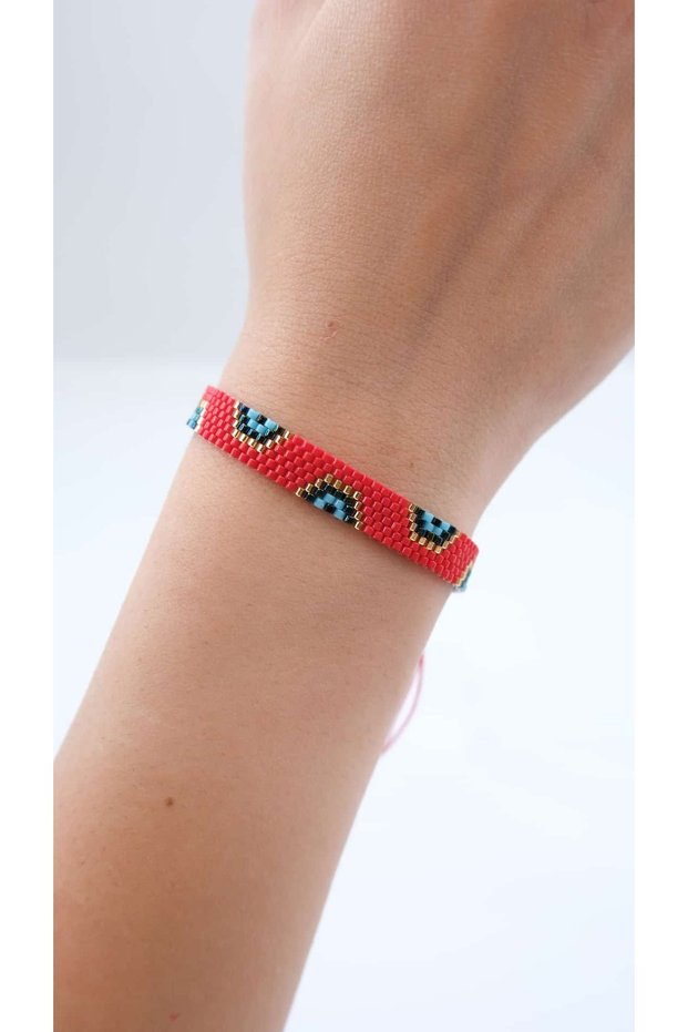 Nazar Bead Detail Miyuki Knitted Bracelet
