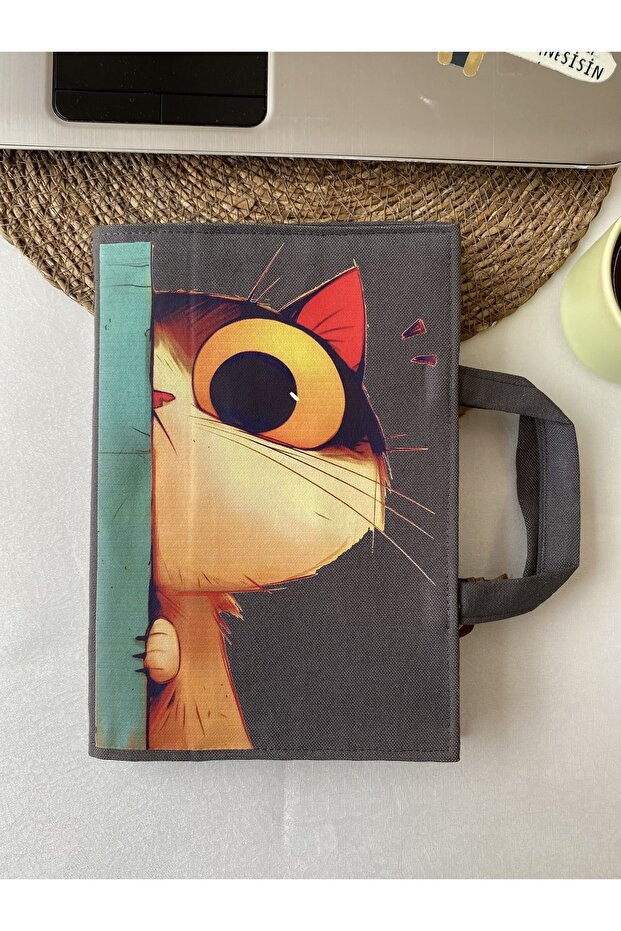 Anthracite Gray Duttdikimkitap Bag - 17X24 cm Dak Fabric Protective Cover-Water Repellent Fabric -Cat