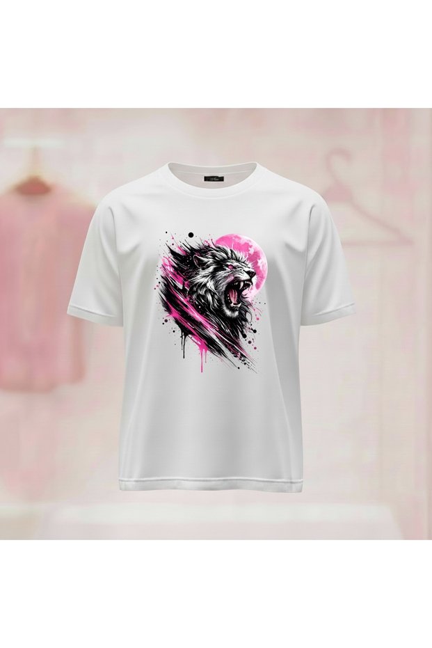 Aslan Printed Crew Neck Wide Fit Unisex Tshirt