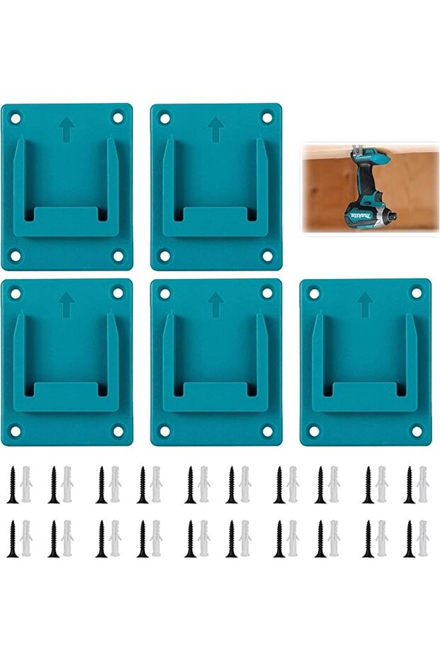 5 Pack Tool Holder,Wall Mount Li-Ion Drill Tools Holder,Compatible With Makita/Bosch Series 14.4V/18V,Power Accessories