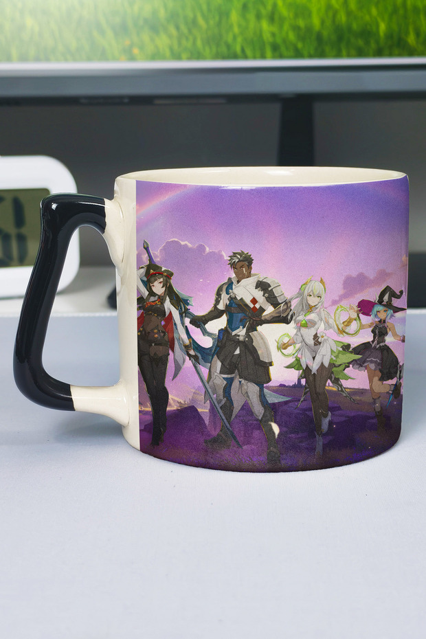 Blue Protocol Star Resonance Printed Ceramic Luxury Mug (1 Piece) Special Black Handle Wave Handle V1D