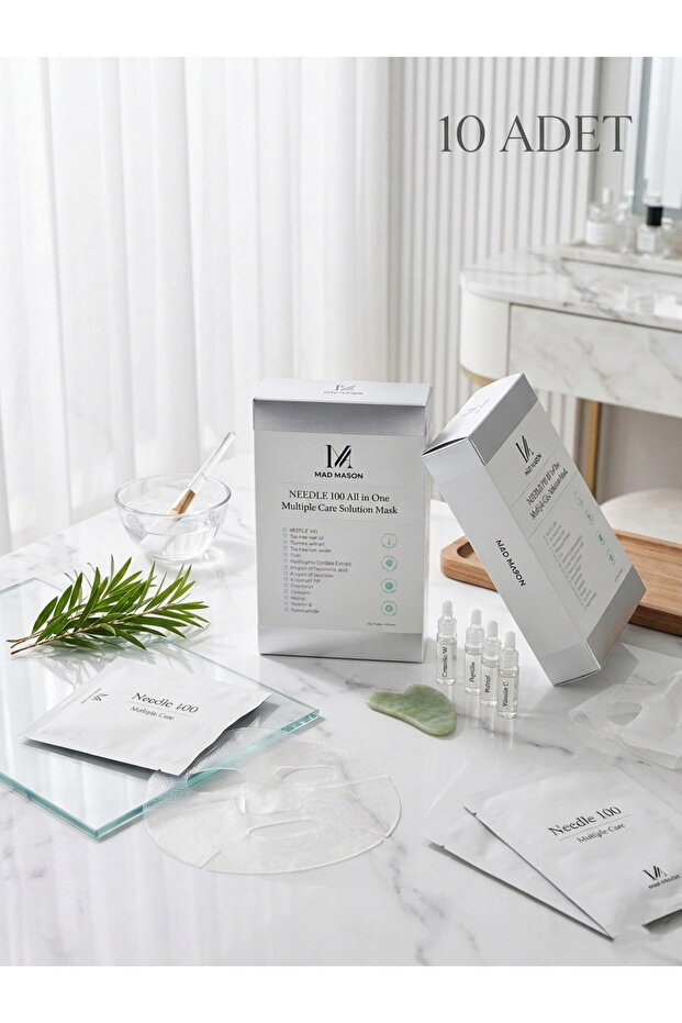 Mad Mason Needle 100: Multifunctional Care Mask Containing Hyaluronic Acid & Peptide (10 Pieces)