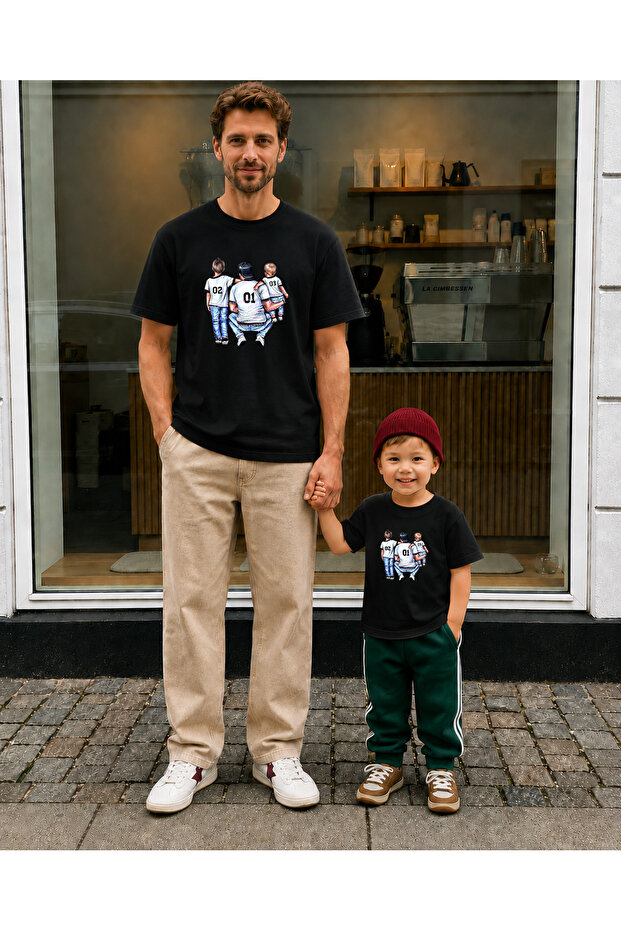 Father's Day Dad Son Combination T-Shirt Oversize 100% Cotton Printed T-Shirt (2 Pieces Must Be Ordered for Combination)