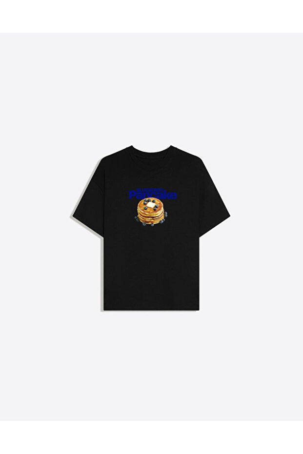 Pancake Printed Crew Neck Oversize Trendy Women's T-Shirt