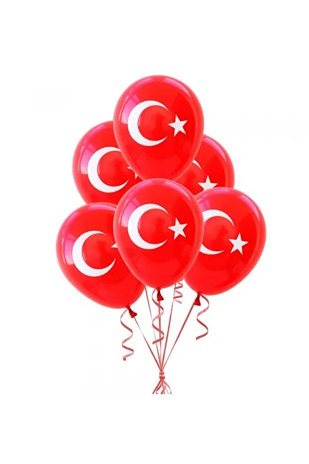 Moon Star Balloon Flag Patterned Red 21cm 100Pcs