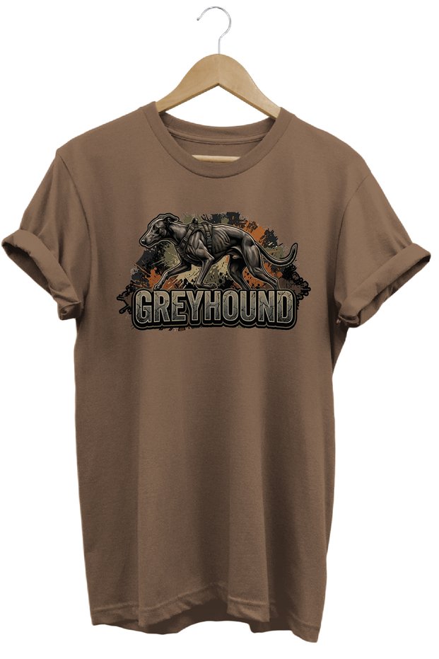 Unisex Grey Hound Printed T-Shirt - Hunter Dogs Series Crew Neck Cotton T-Shirt