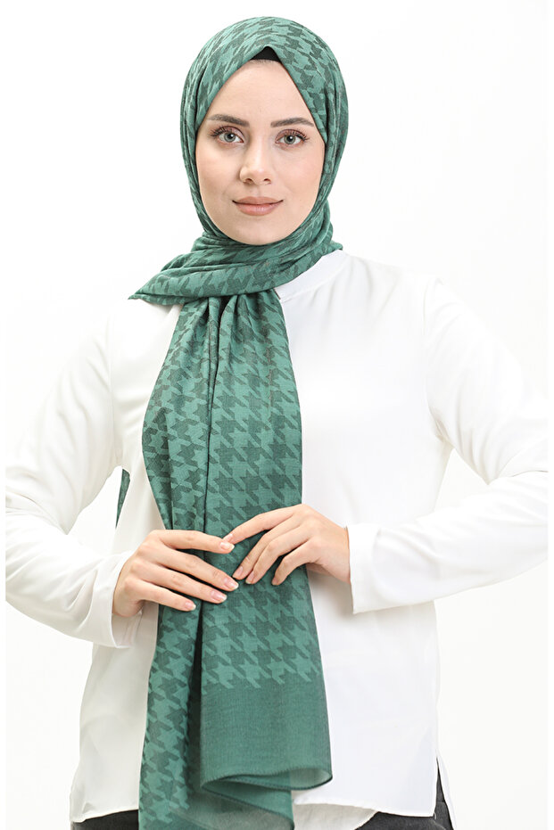 شال كارمن بنمط مخالب الغراب 70230-04 أخضر