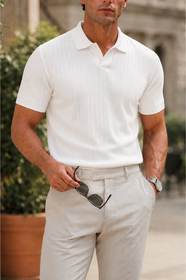 Men's Cotton Polo Collar Knitwear T-Shirt
