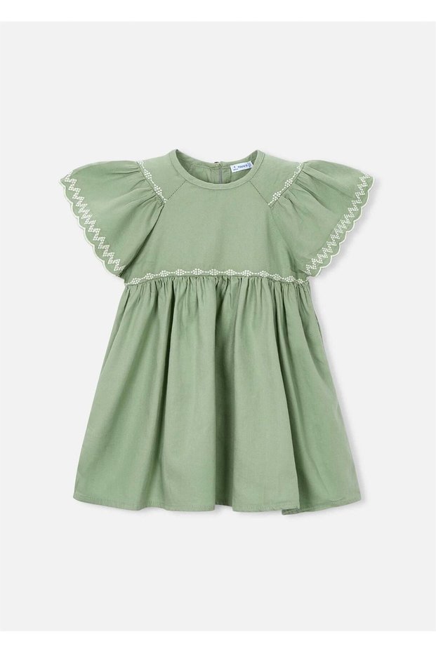 Girl's Embroidered Ruffle Dress Green 3927