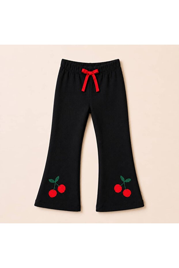 Girl's Cherry Embroidered Tights