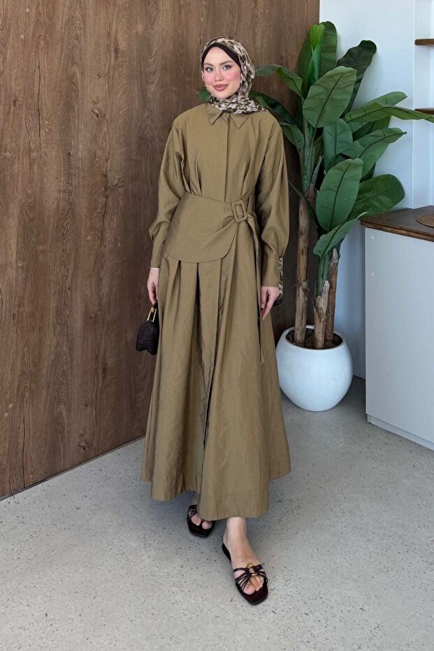 Vienna Belted Dress Oil Green
